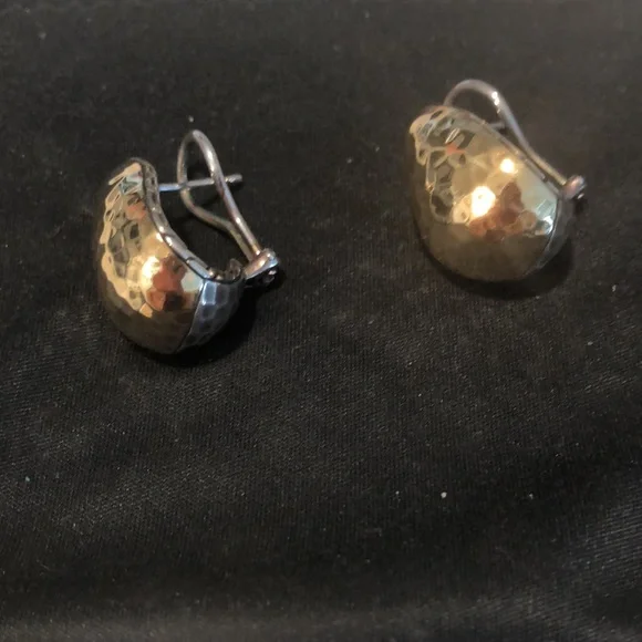 John Hardy Hammered Dome Gold-Tone Hoop Earrings - Picture 3 of 4